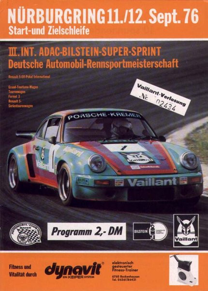 Programmheft: 3. Int. ADAC-Bilstein-Super-Sprint 1976
